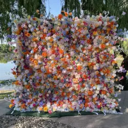 High Quality 3D Silk Floral Panel Custom 5D/8D Artificial Rose Flower Wall Wedding Christmas Graduation Stage Background - #3