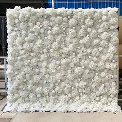 O-W011 8ft X 8ft  Roll up Cloth Flower Wall Backdrop Events Wedding Decor Artificial Flowers Wall Silk Rose Wall Flower Decor