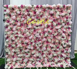 O-W011 8ft X 8ft  Roll up Cloth Flower Wall Backdrop Events Wedding Decor Artificial Flowers Wall Silk Rose Wall Flower Decor - 60cm x 40cm,8ft *8ft, 10ft*10ft / #017