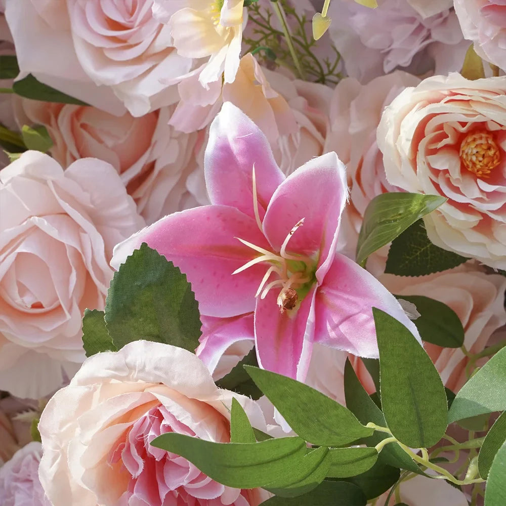 2x2M Flower Wall Panel 3D Silk Rose Floral Wall Decor for Wedding Home Decor Background Shop Party Photo Arrangement