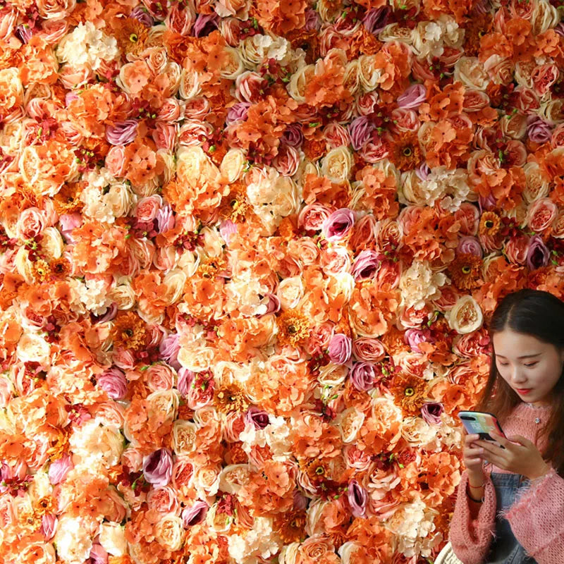 Decoration Artificial Rose Flower Wall 3D Effect Wedding Stage Pink Flower Wall Panel for Party Backdrop