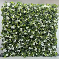 High Quality 3D Silk Floral Panel Custom 5D/8D Artificial Rose Flower Wall Wedding Christmas Graduation Stage Background - #21