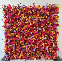 Custom OEM ODM Artificial Flower Wall 3D Mixed Silk Artificial Flowers Handmade Roll up Backdrop for Wedding Event Party Decor - 8ft*8ft, 10ft*10ft, Customized / FW681