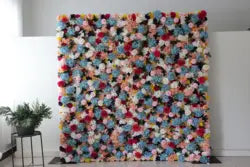 Custom 3D White Plastic Fabric Handmade Artificial Rose Flower Wall Wedding Mother's Day Background Decoration - CB-243 / 40*60cm(15.75*23.62in)