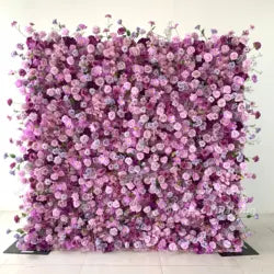 Factory Wholesale Price Silk Artificial High Quality Flower Wall Stand 8ft Customizable Size Wedding Backdrop Decor