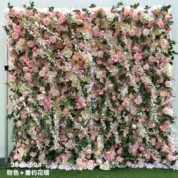 Handmade Artificial Pink Lily Rose Flower Wall Popular Photo-Taking Background Wedding Shopping Mall Window Decoration Wall