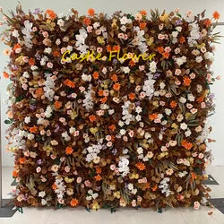 Custom OEM ODM Artificial Flower Wall 3D Mixed Silk Artificial Flowers Handmade Roll up Backdrop for Wedding Event Party Decor - 8ft*8ft, 10ft*10ft, Customized / FW707
