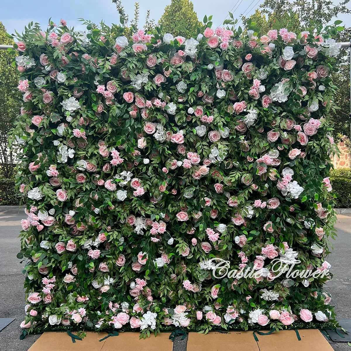 L-R513 Custom High Quality Wholesale 5D Pink Mixed Flowers for Wedding Party Decoration, Best Selling Artificial Flower Wall