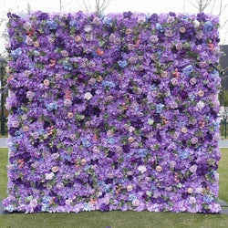 Floral Wall Panel White Flower Arch for Wedding Party Supplies 8ft X 8ft square Blue purple Artificial Flower Wall Backdrop - 3.3*3.3in / White square meters-7