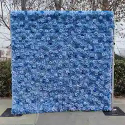 EG-M041 5D 8ft X 8ft Roll up Fabric Flower Wall Artificial Rose White Flower Wall for Wedding Backdrop Decoration - 1 Square Meter / Pink 65