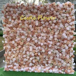 L-R513 Custom High Quality Wholesale 5D Pink Mixed Flowers for Wedding Party Decoration, Best Selling Artificial Flower Wall - 8ft*8ft, 10ft*10ft, Customized / FW516