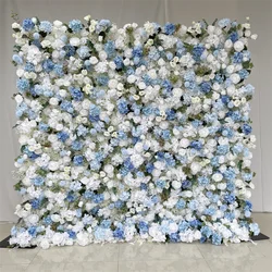 A01 Custom Pink White Floral Wall Panel Backdrop 3D 5D Roll up Zipper Fabric Artificial Silk Rose Flower Wall for Wedding Decor - #76 391