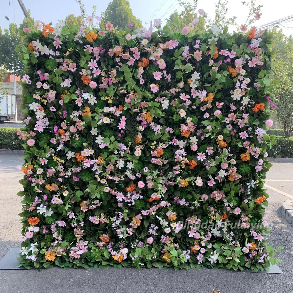 Customize Handmade Realistic 5D Roll Cloth Artificial Silk Rose Flower Wall Wedding Back School Eco-friendly Decor Panel