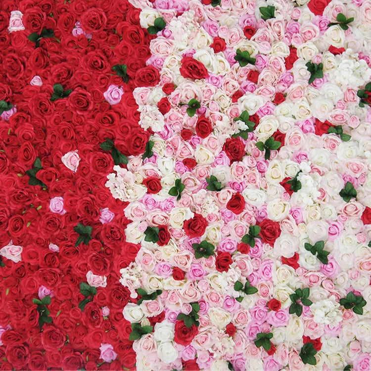 Wedding Backdrop Decoration Artifical Red Rose Wedding Silk 7*7ft Flower Backdrop Wall