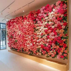 purple Flower Wall Oem Luxurious Beautiful Artificial Flowers Wall Panels Backdrop 8ft X 8ft Decoration for Wedding Party Home