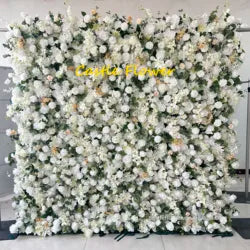 O-W011 8ft X 8ft  Roll up Cloth Flower Wall Backdrop Events Wedding Decor Artificial Flowers Wall Silk Rose Wall Flower Decor - 60cm x 40cm,8ft *8ft, 10ft*10ft / #005