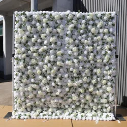 Ultra-realistic Customization Artificial Flower Wall 3D Red Rose Backdrop Silk Fabric Rollable Type - Pink-5