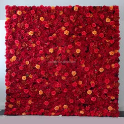 EG-M041 5D 8ft X 8ft Roll up Fabric Flower Wall Artificial Rose White Flower Wall for Wedding Backdrop Decoration