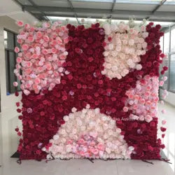 High Quality 3D Silk Floral Panel Custom 5D/8D Artificial Rose Flower Wall Wedding Christmas Graduation Stage Background