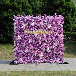 8x8 ft Silk Flower Wall Panel Square Artificial Floral Backdrop for Wedding Hotel Banquet Event Decoration - 8ft*8ft / Black 2