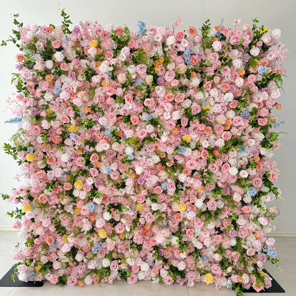 W-B040 New Flower Wall 5D Rolled up Backdrop Flower Wall Party Wedding Decorative Flowers Wall for Birthday Party