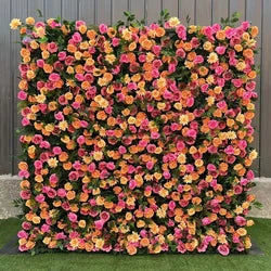 White Baby Breath Rose Artificial Flower Wall Backdrop Roll up 5D Simulation Floral Wall Wedding Banquet Hall Event Photo - 1*1ft / 38