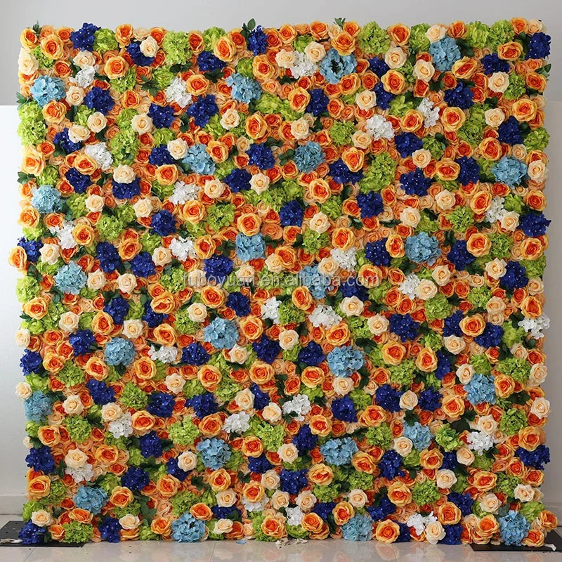 Factory Wholesale Artificial Rose Flower Wall Panel Custom Color Wedding Artificial Flower Wall for Event Photo Booth Decoration