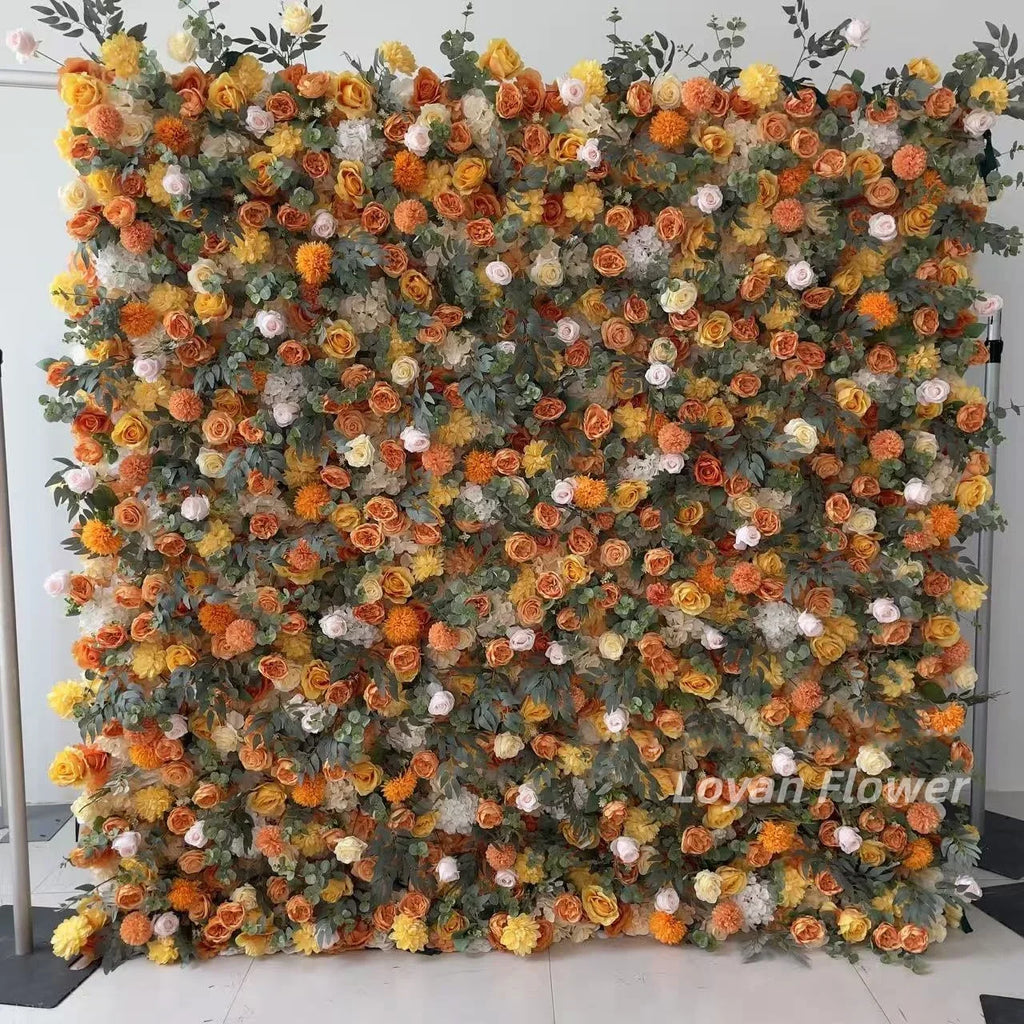 Cheap Artificial Rose Flower Wall Panel Backdrop Roll up 8ft X 8ft Flower Wall for Wedding Party Event Decoration
