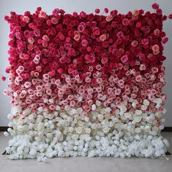F198 Luxury Restaurant Wall Backdrop Decor Burgundy Flower Mat Artificial 3D 5D Red Faux Silk Rose Flower Wall for Wedding Event - 8ft x 8ft , 4ft x 8ft , 10ft x 8ft , or Custom / 11 flower wall