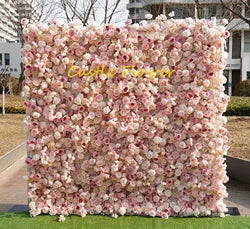 O-W011 8ft X 8ft  Roll up Cloth Flower Wall Backdrop Events Wedding Decor Artificial Flowers Wall Silk Rose Wall Flower Decor - 60cm x 40cm,8ft *8ft, 10ft*10ft / #016