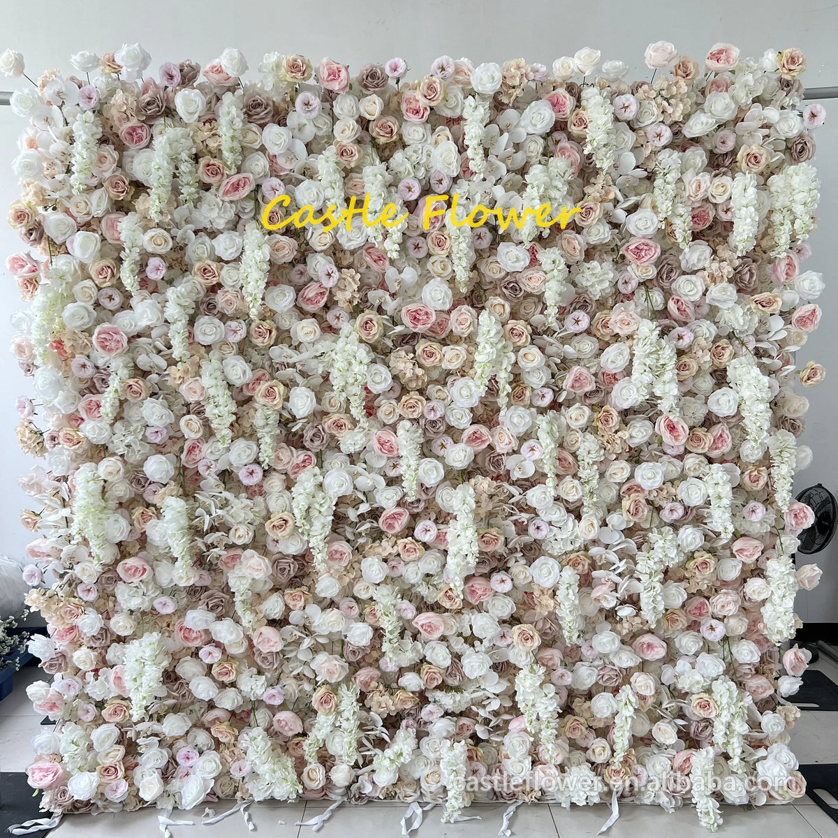 Customized 3D Silk Roll up Cloth Back Drop Panel 8ft X 8ft Wedding Events Artificial Red Rose Flower Wall Backdrop for Wedding