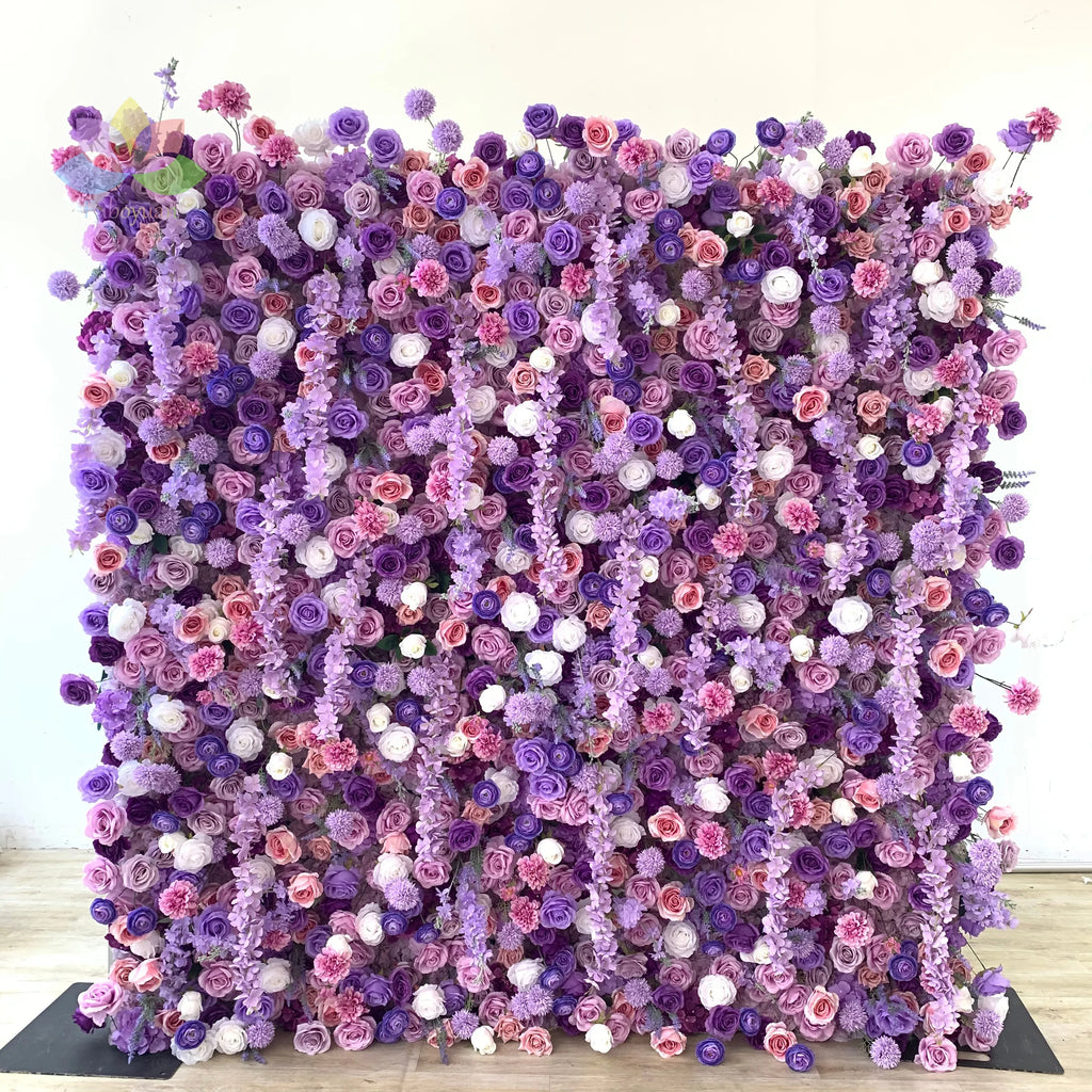 White Baby Breath Rose Artificial Flower Wall Backdrop Roll up 5D Simulation Floral Wall Wedding Banquet Hall Event Photo