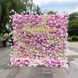 8x8 ft Silk Flower Wall Panel Square Artificial Floral Backdrop for Wedding Hotel Banquet Event Decoration - 8ft*8ft / Blue 4