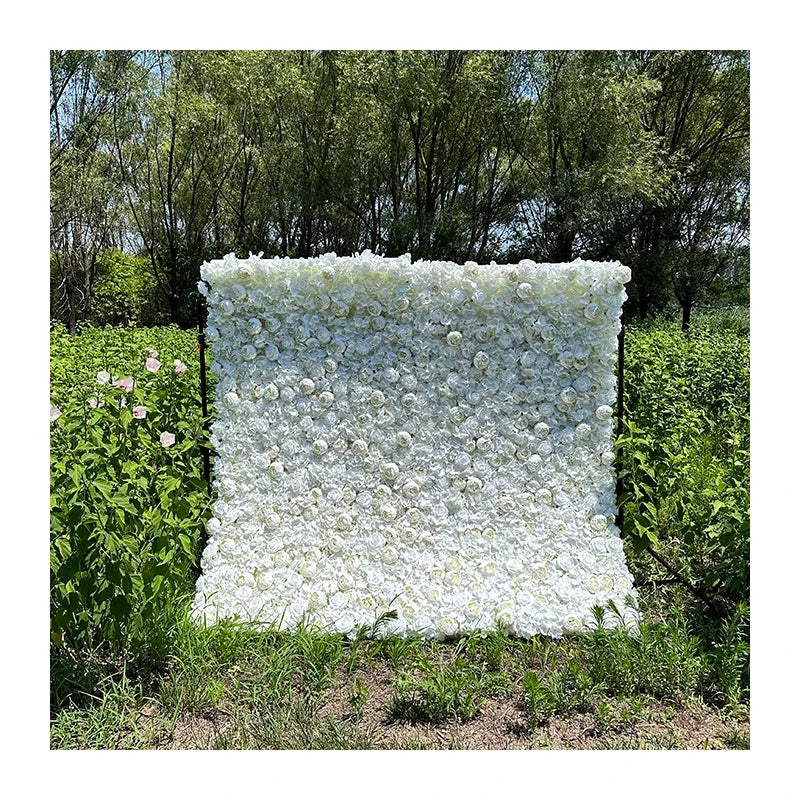 QYY Customized 3D Effects Mix Plant Flower Wall Mats Artificial Flowers Wall Rose Panel Decoration