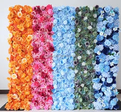 A01 Custom Pink White Floral Wall Panel Backdrop 3D 5D Roll up Zipper Fabric Artificial Silk Rose Flower Wall for Wedding Decor - #67 426
