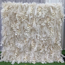 A01 Custom Pink White Floral Wall Panel Backdrop 3D 5D Roll up Zipper Fabric Artificial Silk Rose Flower Wall for Wedding Decor - #9 395