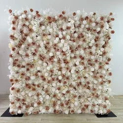 Custom OEM ODM Artificial Flower Wall 3D Mixed Silk Artificial Flowers Handmade Roll up Backdrop for Wedding Event Party Decor