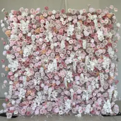 High Quality 3D Silk Floral Panel Custom 5D/8D Artificial Rose Flower Wall Wedding Christmas Graduation Stage Background - #28