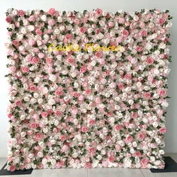 Custom OEM ODM Artificial Flower Wall 3D Mixed Silk Artificial Flowers Handmade Roll up Backdrop for Wedding Event Party Decor - 8ft*8ft, 10ft*10ft, Customized / FW716