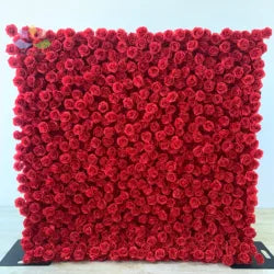 White Baby Breath Rose Artificial Flower Wall Backdrop Roll up 5D Simulation Floral Wall Wedding Banquet Hall Event Photo - 1*1ft / #13