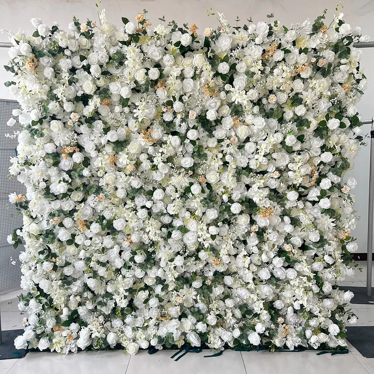 O-W011 8ft X 8ft  Roll up Cloth Flower Wall Backdrop Events Wedding Decor Artificial Flowers Wall Silk Rose Wall Flower Decor