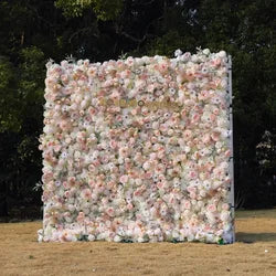 Wholesale Cloth Base Artificial Rose Flower Wall Background Wedding Decoration Sign-in Flower Row for Reception Flower Wall - 1*1m(3.28*3.28ft) / rose pink 23