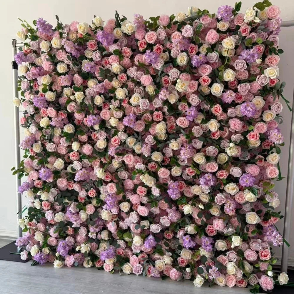 High-End Pink Fabric-Backed Artificial Flower Wall | Wedding Backdrop & Photography Background for Bridal Decoration