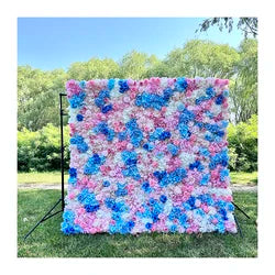 Custom 3D 5D Fabric Cloth Roll up Artificial Silk Rose Peony Flowers Wall Backdrop Panel Wedding Decor Artificial Flower Wall