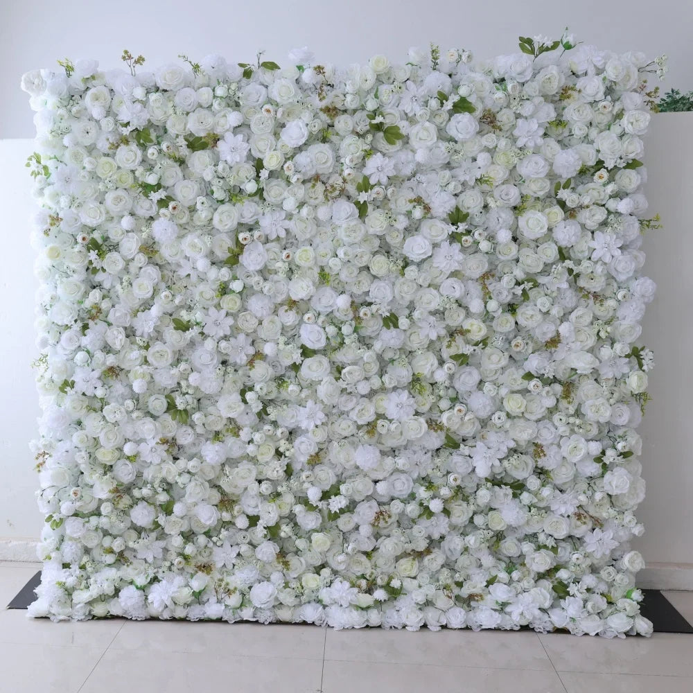 Modern Simple Style White 5D Artificial Flower Wall Outdoor Wedding Backdrop Professional Event Party Decoration Aisle Entrance