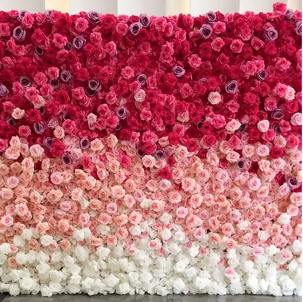 Artificial Flowers Gradient Pink Artificial Flower Wall, Floral Backdrop for Wedding & Hotel Event Decoration