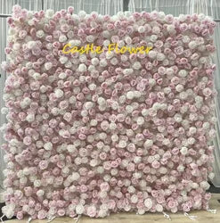 O-W011 8ft X 8ft  Roll up Cloth Flower Wall Backdrop Events Wedding Decor Artificial Flowers Wall Silk Rose Wall Flower Decor - 60cm x 40cm,8ft *8ft, 10ft*10ft / #044