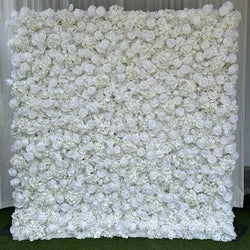 2x2M Flower Wall Panel 3D Silk Rose Floral Wall Decor for Wedding Home Decor Background Shop Party Photo Arrangement - A10 / 1x1 m (3.28x3.28ft)